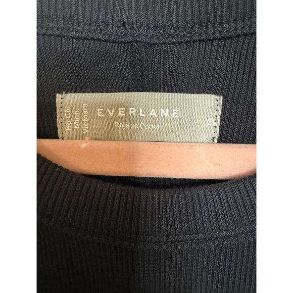 Everlane S Long Sleeve Black Ribbed Dress Oragnic Cotton Everyday Wear Comfy - Picture 4 of 6